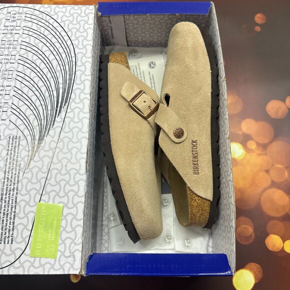 🎁Birkenstock Boston Soft Shoes Suede Sandals Clogs Mules  Black - Picture 3 of 5